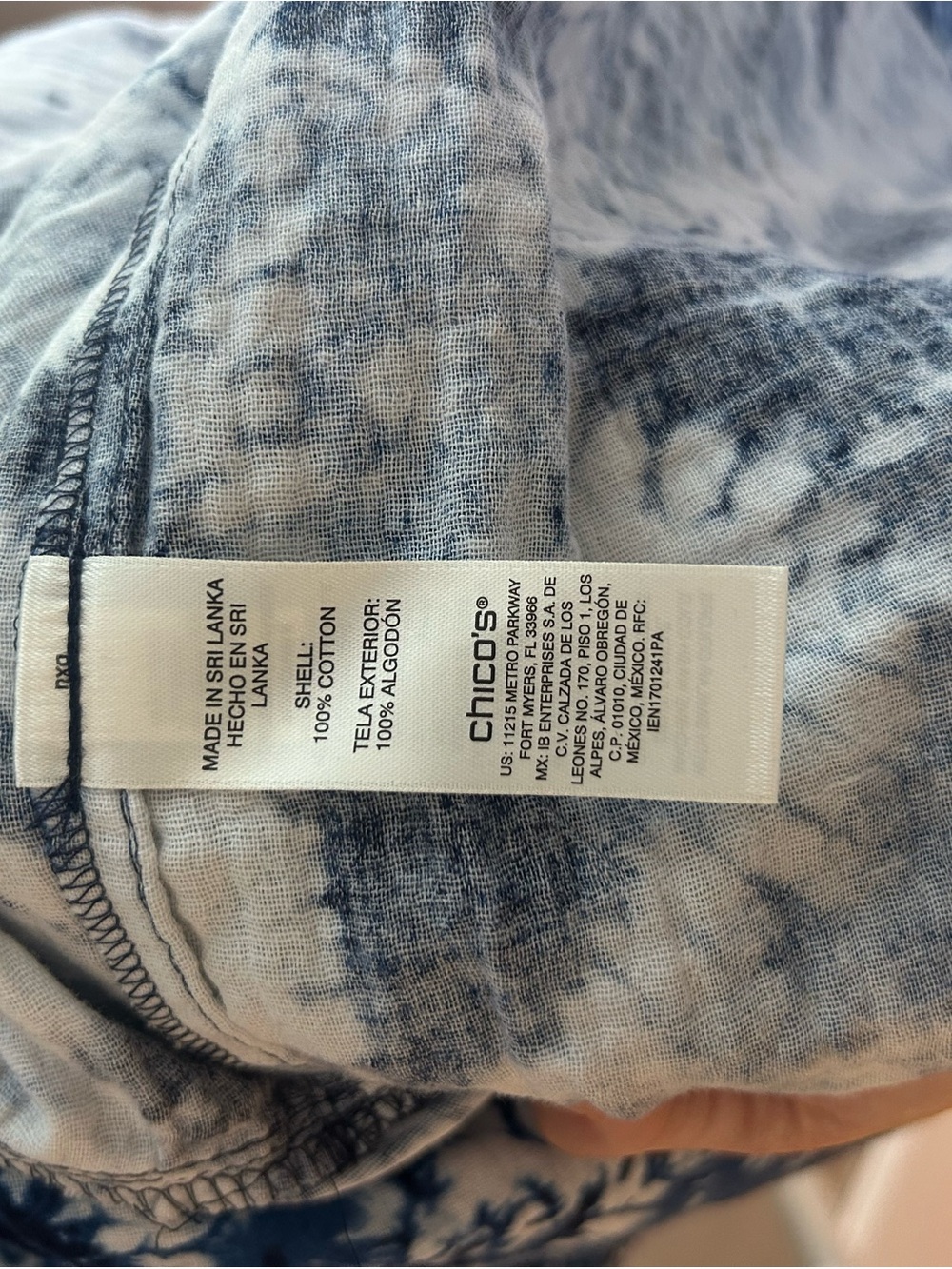 Chico's Blue and White Tie-Dye Gauze Midi Dress - Picture 8 of 9